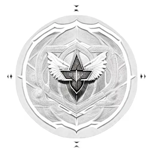 black and white templar shield  tattoo design idea