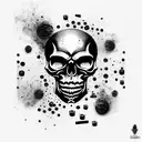 black skull trash polka with industrial art tattoo design idea