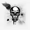 black skull trash polka with industrial art tattoo design idea