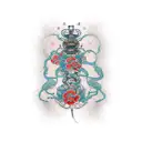 neural network mixed with digital network tattoo design idea