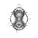 neural network mixed with digital network and music full sleeve tattoo design idea