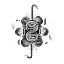 neural network mixed with digital network and music full sleeve tattoo design idea