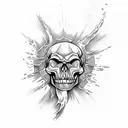 fireball skull tattoo design idea