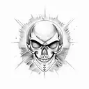 fireball skull tattoo design idea