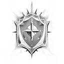 black and white templar shield  tattoo design idea