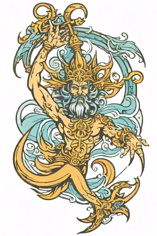 Neptune trident incorporated tattoo design idea