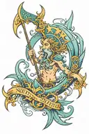 Neptune trident incorporated tattoo design idea