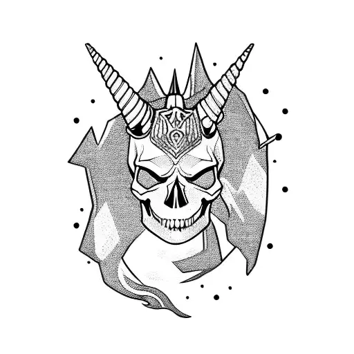 skull unicorn  tattoo design idea