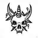 skull unicorn  tattoo design idea