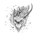 skull unicorn  tattoo design idea