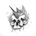 skull unicorn  tattoo design idea