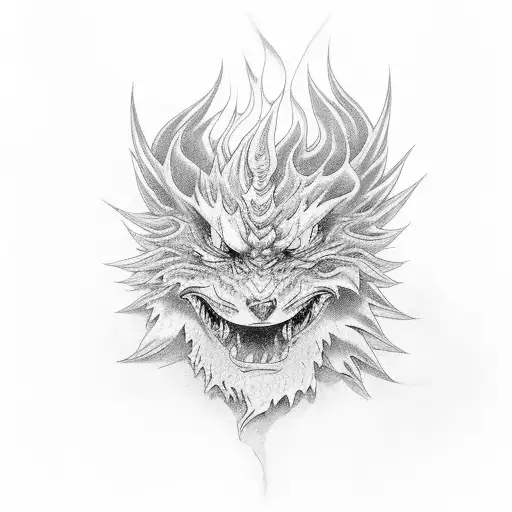 Kyojuro Rengoku inside a flame tattoo design idea