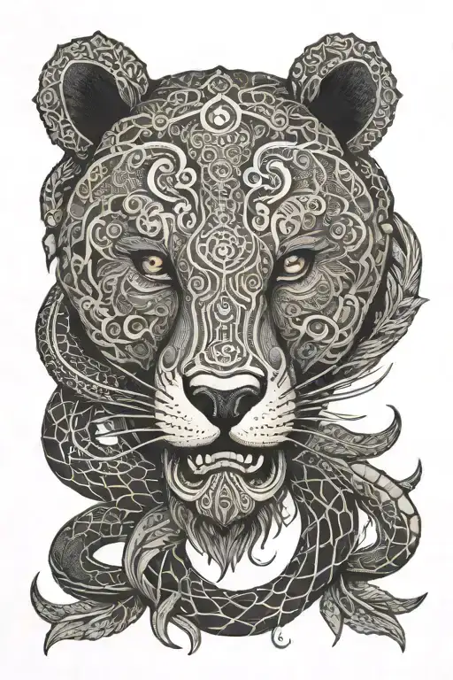 chakana with scorpion snake bear head tattoo design idea
