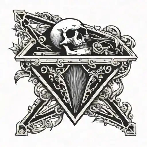 coffin skeleton banner tattoo design idea