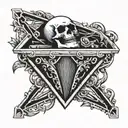 coffin skeleton banner tattoo design idea