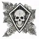 coffin skeleton banner tattoo design idea