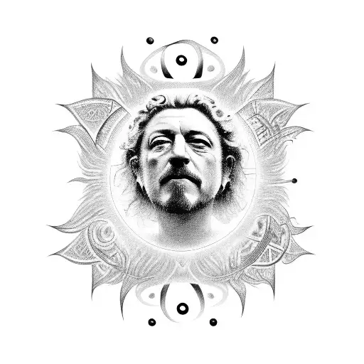 robert plant's symbol with the lyrics "If the sun refused to shine; I would stil be loving you" around the outside tattoo design idea