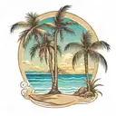 beach shore with palm trees i ntertwined tattoo design idea