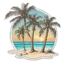 beach shore with palm trees i ntertwined tattoo design idea