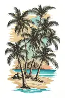 Beach shore with palm trees colors   tattoo design idea