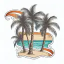 beach shore with palm trees  intertwined tattoo design idea
