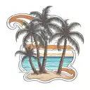 beach shore with palm trees  intertwined tattoo design idea