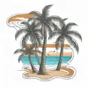 beach shore with palm trees  intertwined tattoo design idea