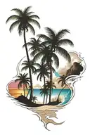 Beach shore with palm trees colors   tattoo design idea