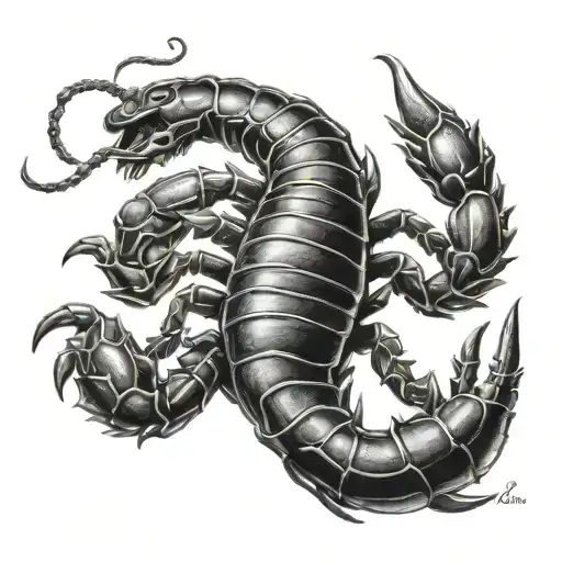 Scorpion with written name banjo tattoo design idea