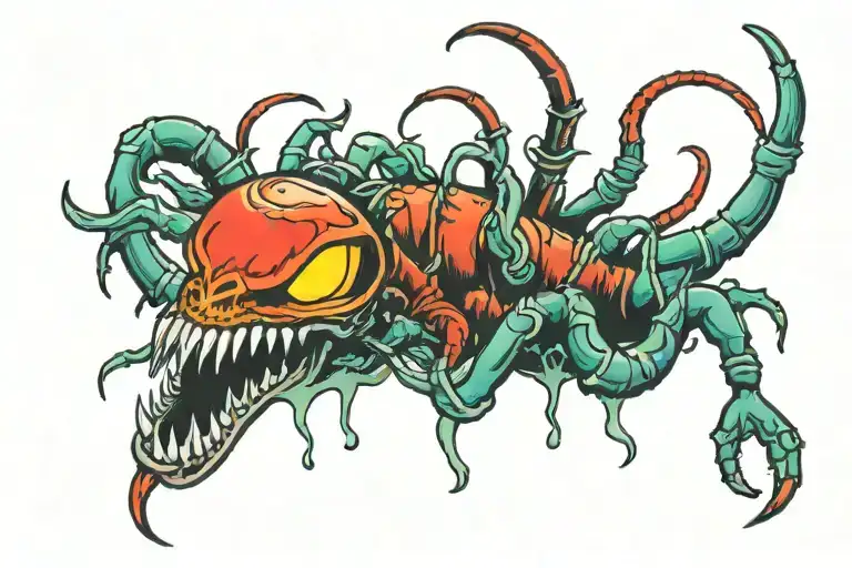scorpions venom drips tattoo design idea