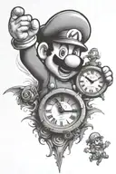 Clock RIP Mario Bros tattoo design idea