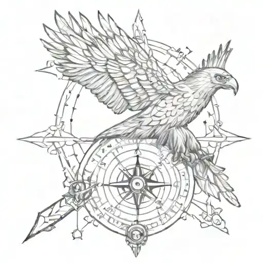 outback arrow compass flying  eagle  tattoo design idea