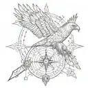 outback arrow compass flying  eagle  tattoo design idea