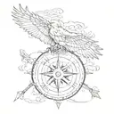 outback arrow compass flying  eagle  tattoo design idea