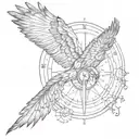 outback arrow compass flying  eagle  tattoo design idea