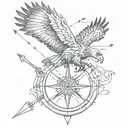 outback arrow compass flying  eagle  tattoo design idea