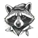 mob boss raccoon smoking tattoo design idea