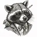 mob boss raccoon smoking tattoo design idea