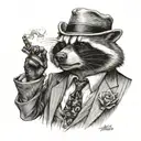 mob boss raccoon smoking tattoo design idea
