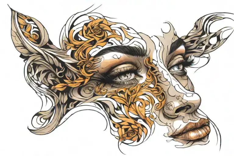 woman's face tattoo design idea