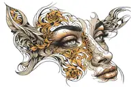 woman's face tattoo design idea