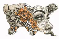 woman's face tattoo design idea