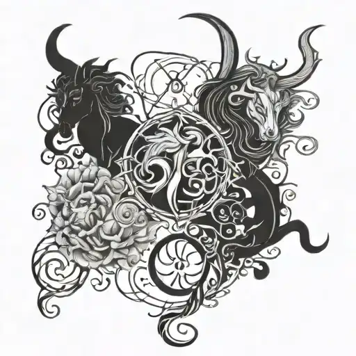 virgo,capricorn,aries,gemini and pisces tattoo design idea
