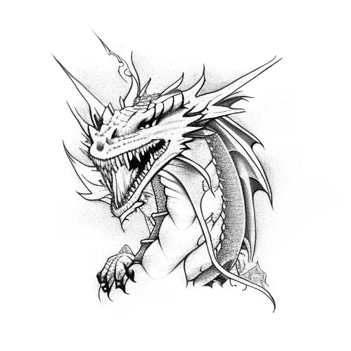 dragon flying about the Chester Bennington flames tattoo tattoo design idea