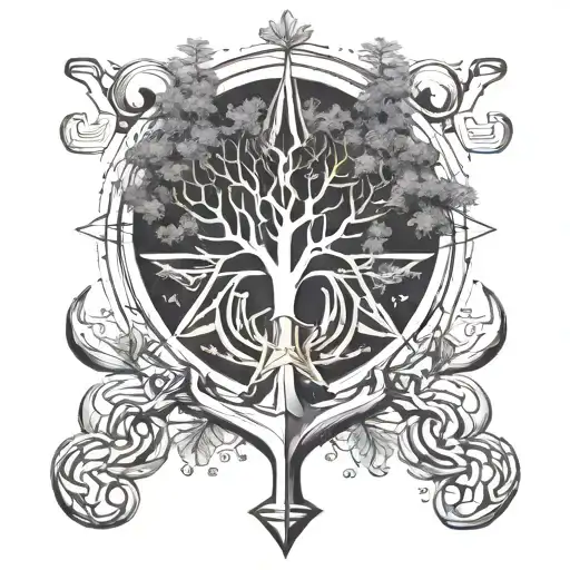 a combination anchor and tree  tattoo design idea