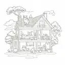 home with a cat and family portrait tattoo tattoo design idea