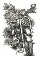 roses and motor bike tattoo design idea