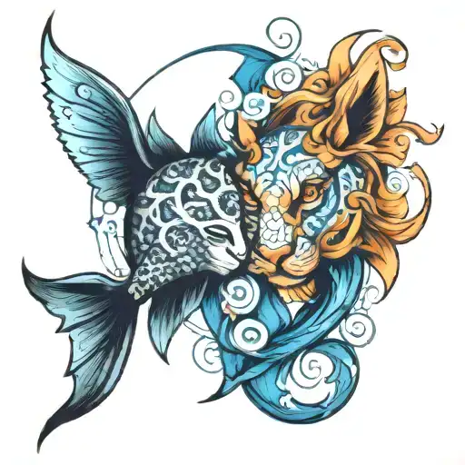 Leo Pisces tattoo design idea