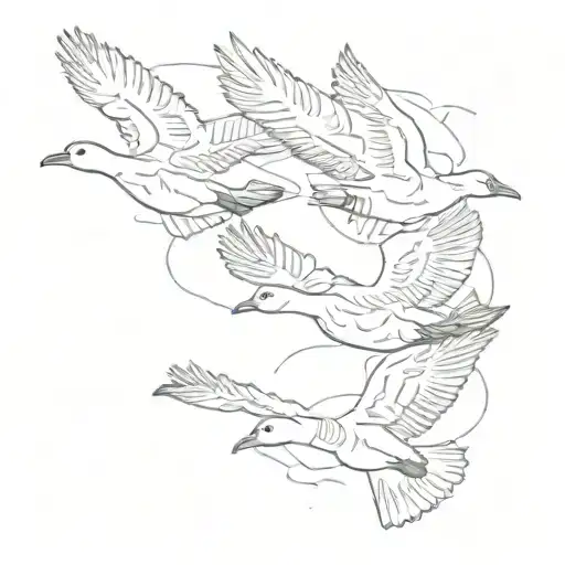 wild geese flying tattoo design idea