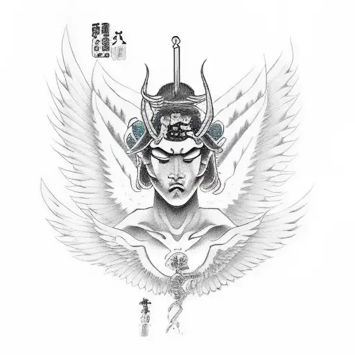 Angel smiting a demon tattoo design idea